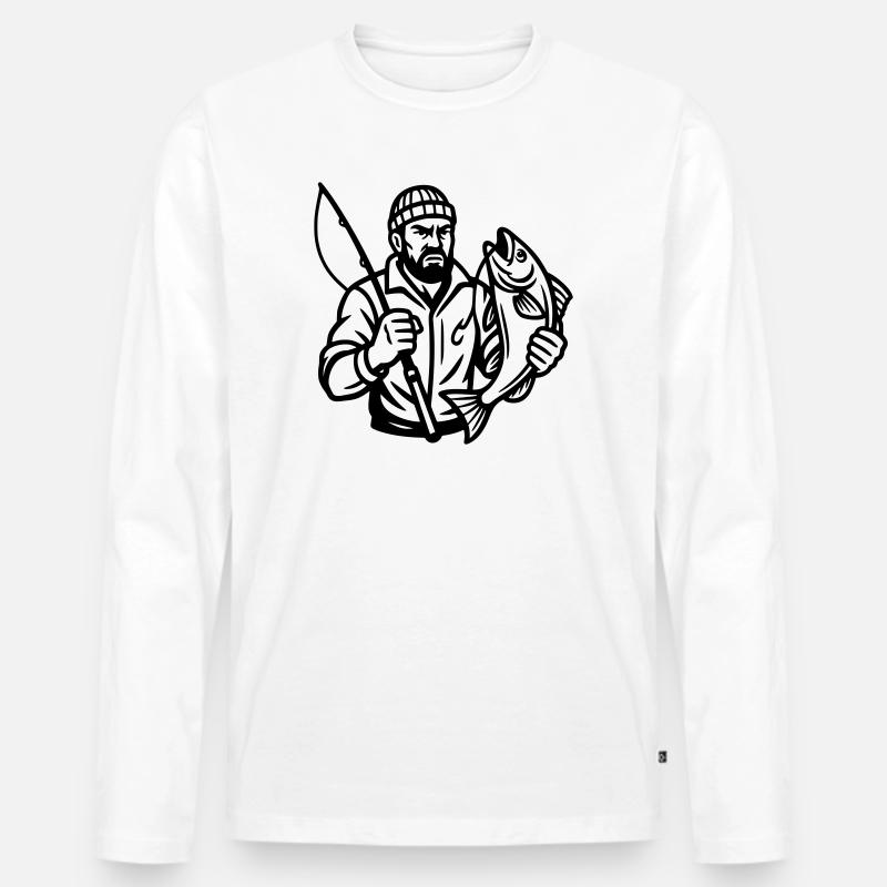Angler - Männer Premium Bio Langarmshirt - Weiß