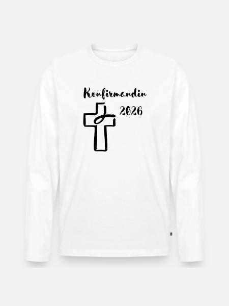 Confirmation 2026 Confirmation Cross and Fish - Men's Premium Organic Long Sleeve Shirt - white