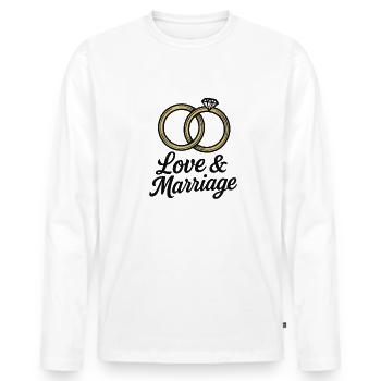Alliances Amour et Mariage - Love & Marriage - T-shirt manches longues Premium bio Homme - blanc - Devant - Nico (187cm)