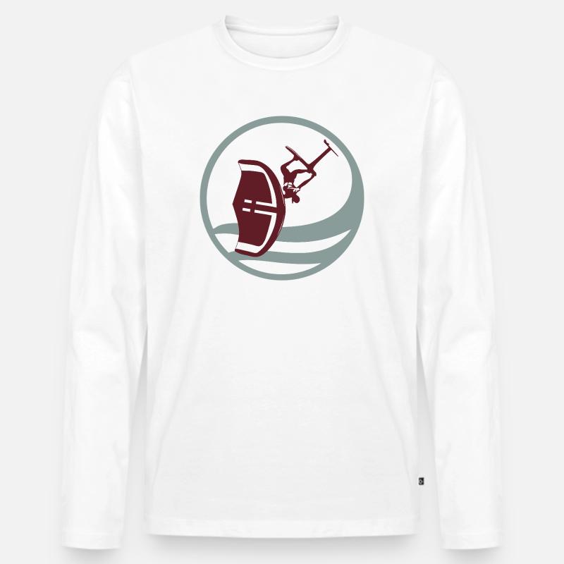 Wingfoil Action Silhouette - Männer Premium Bio Langarmshirt - Weiß