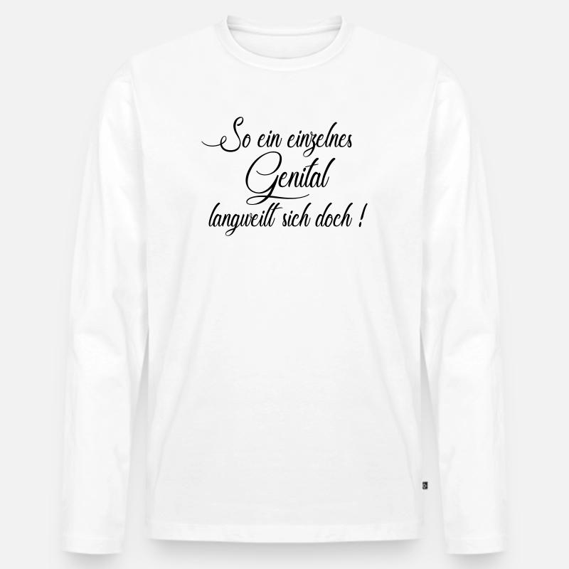 einzelnes Genital - Männer Premium Bio Langarmshirt - Weiß