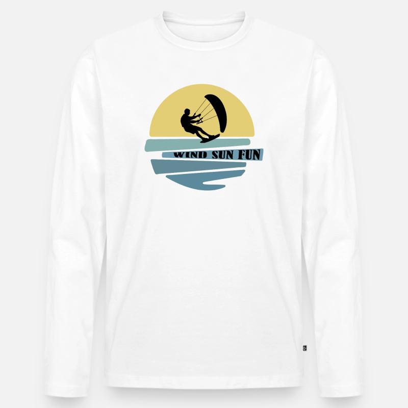Wind Sonne Fun Kitesurfer - Männer Premium Bio Langarmshirt - Weiß
