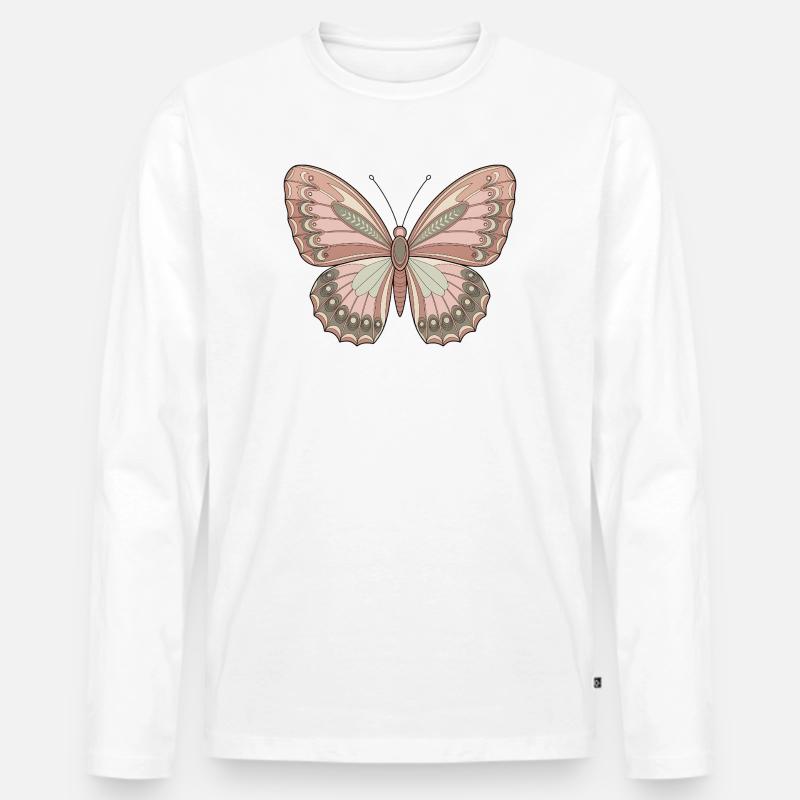 Boho Schmetterling - Männer Premium Bio Langarmshirt - Weiß