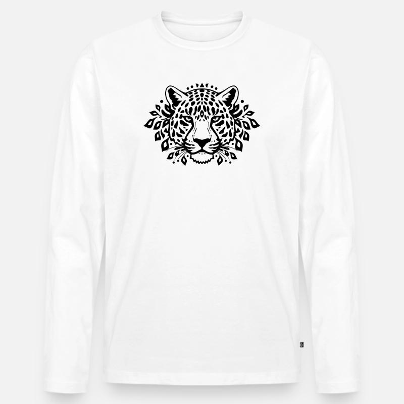 Leopard schwarz schwarzer Leopard  - Männer Premium Bio Langarmshirt - Weiß