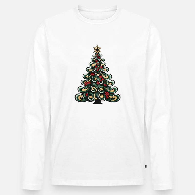 Weihnachtsbaum Weihnachten - Männer Premium Bio Langarmshirt - Weiß