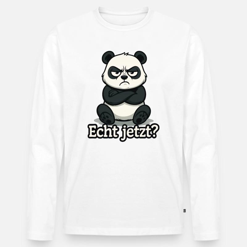 Panda Echt Jetzt? - Männer Premium Bio Langarmshirt - Weiß