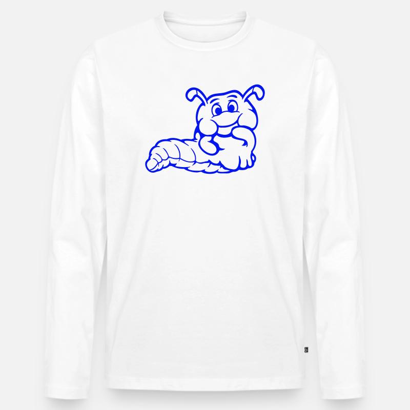 Raupe Wurm Schüchtern Freundlich Neugierig Guckend - Männer Premium Bio Langarmshirt - Weiß