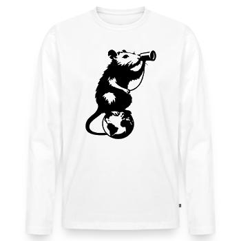 Ratte hat Sehnsucht - Männer Premium Bio Langarmshirt - Weiß - Vorne - Nico (187cm)