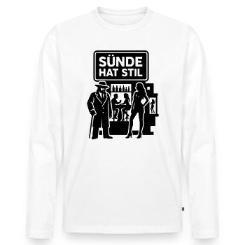 Sünde Hat Stil Ausgehen Nachtleben - Männer Premium Bio Langarmshirt - Weiß - Vorne - Nico (187cm)