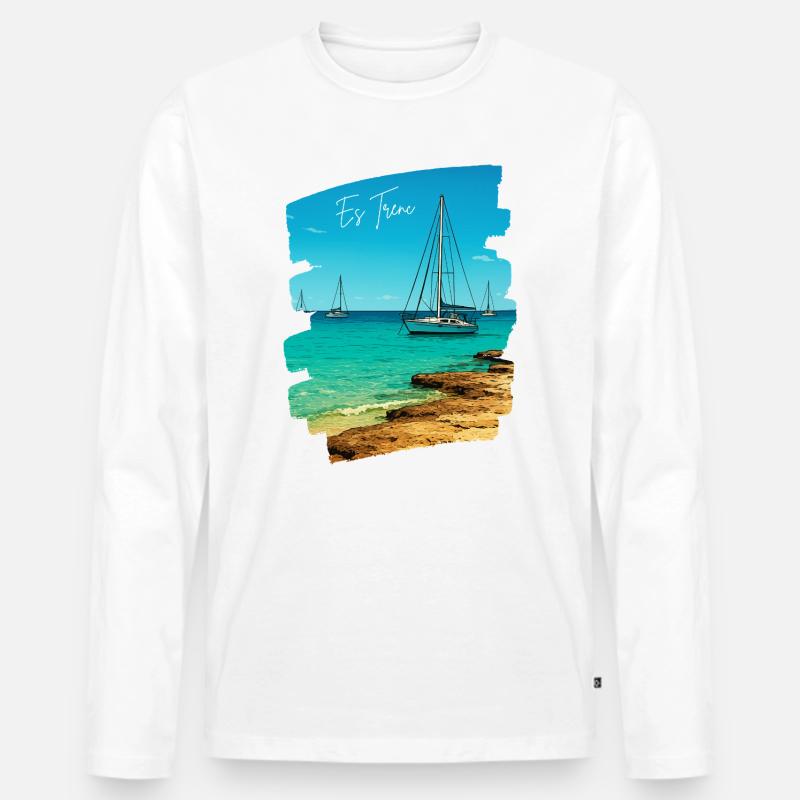 Es Trenc - Mallorca - Männer Premium Bio Langarmshirt - Weiß