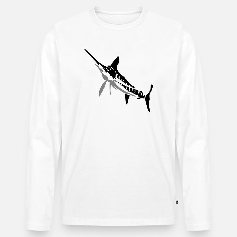 Speerfisch - Männer Premium Bio Langarmshirt - Weiß