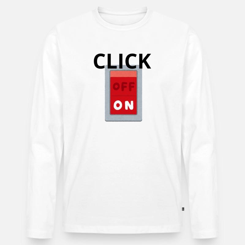 Retro OFF ON Schalter Rot - Klick - Männer Premium Bio Langarmshirt - Weiß