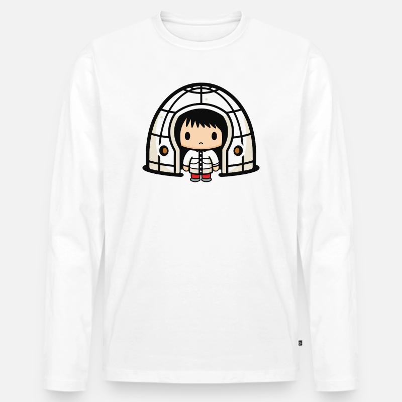 Winter Eskimo Iglu Comic - Männer Premium Bio Langarmshirt - Weiß