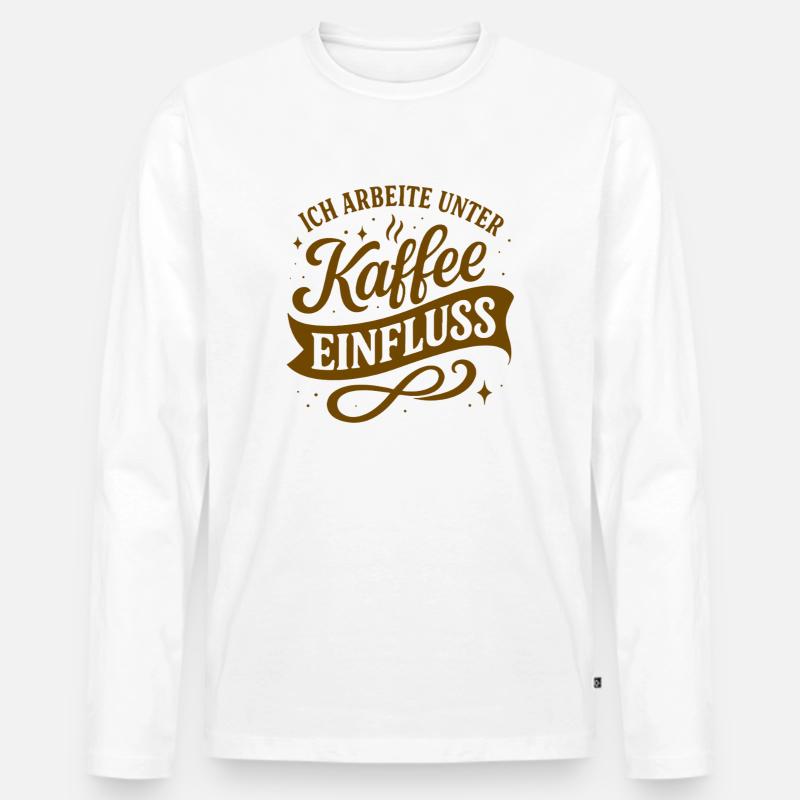 Ich arbeite unter Kaffee-Einfluss - Männer Premium Bio Langarmshirt - Weiß
