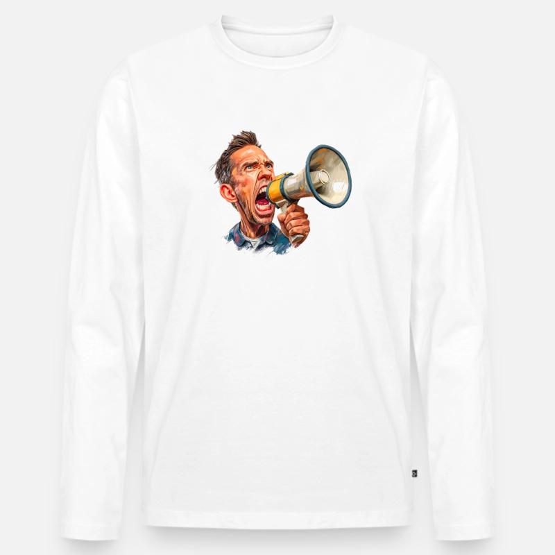 Megafon Ausbruch vom Schiri oder Marktschreier - Männer Premium Bio Langarmshirt - Weiß