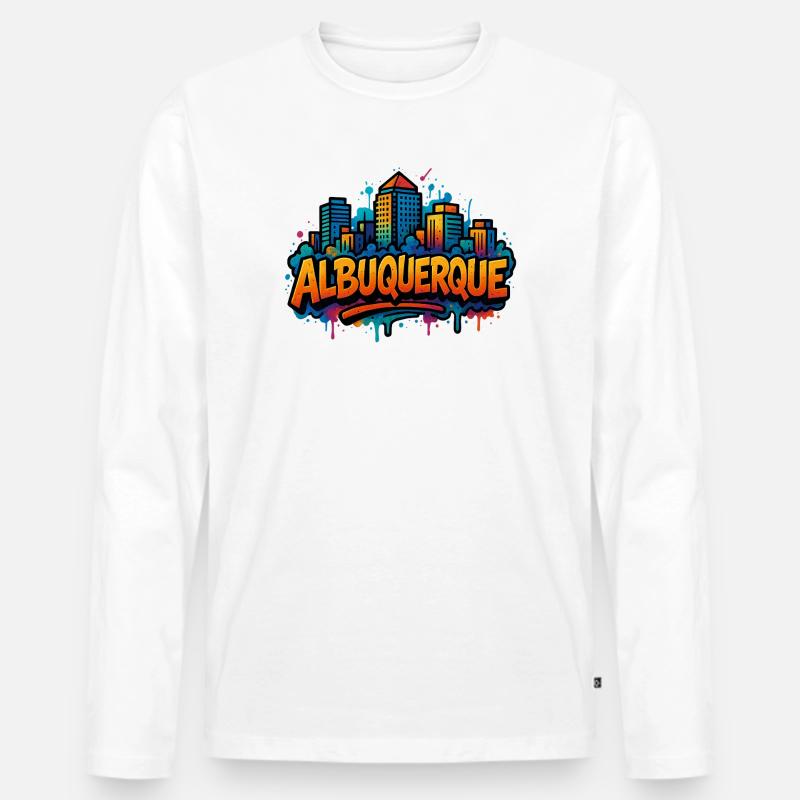 Albuquerque Graffiti Skyline - Männer Premium Bio Langarmshirt - Weiß