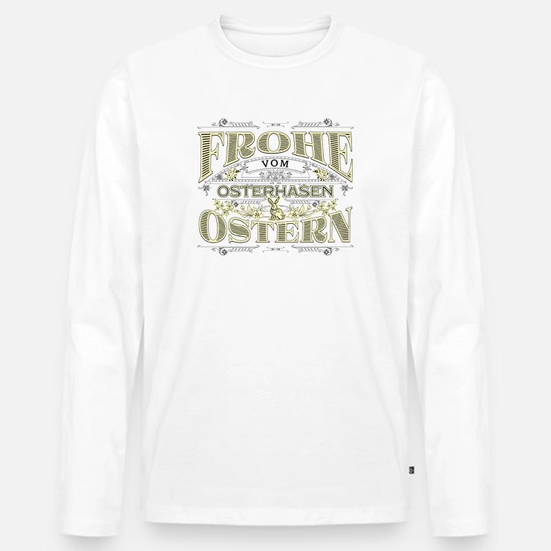 Frohe Ostern vom Osterhasen - Männer Premium Bio Langarmshirt - Weiß
