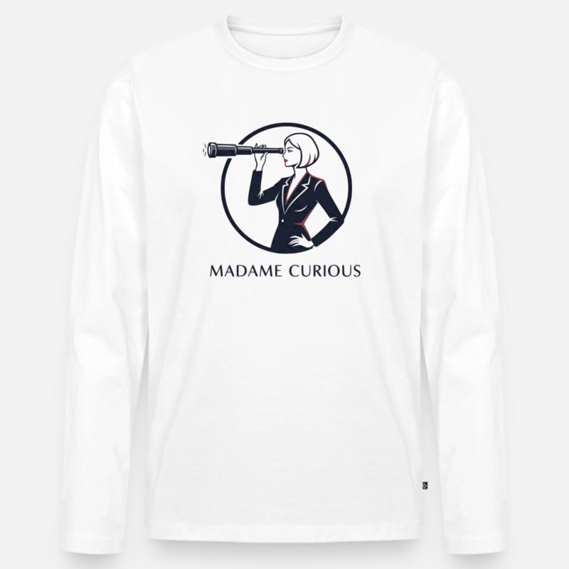Madame Curious - Männer Premium Bio Langarmshirt - Weiß
