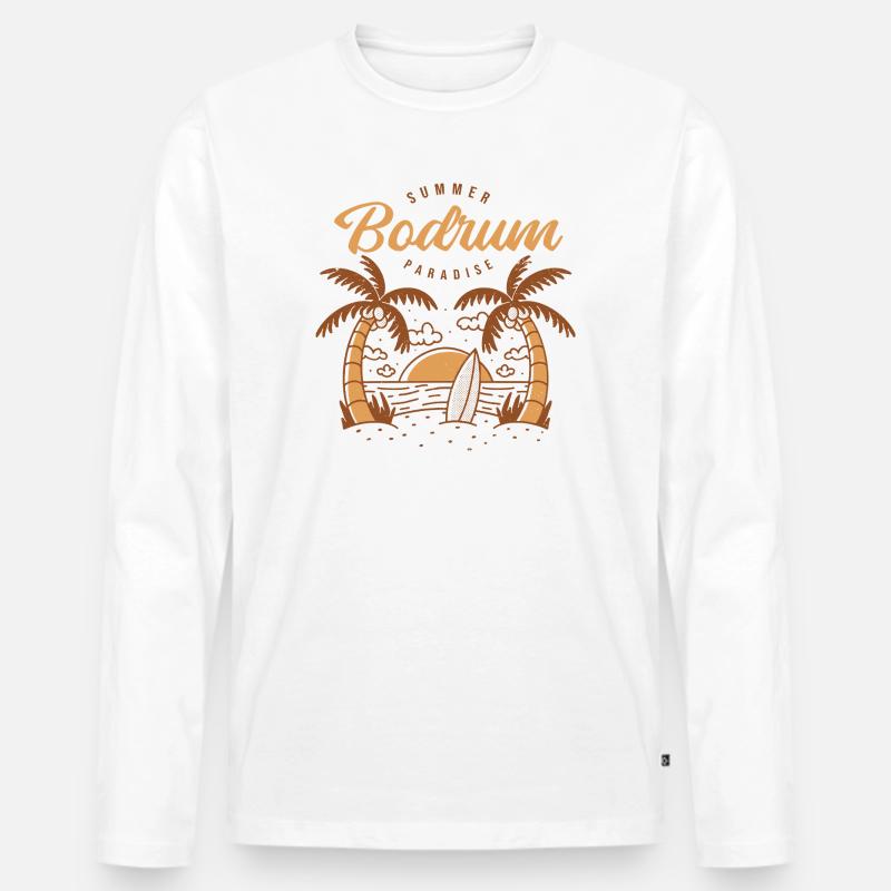 Türkisch Style Design – Sommerparadies Bodrum - Männer Premium Bio Langarmshirt - Weiß