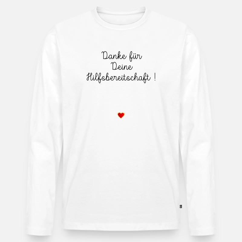 DANKE HILFSBEREITSCHAFT HERZ - Männer Premium Bio Langarmshirt - Weiß
