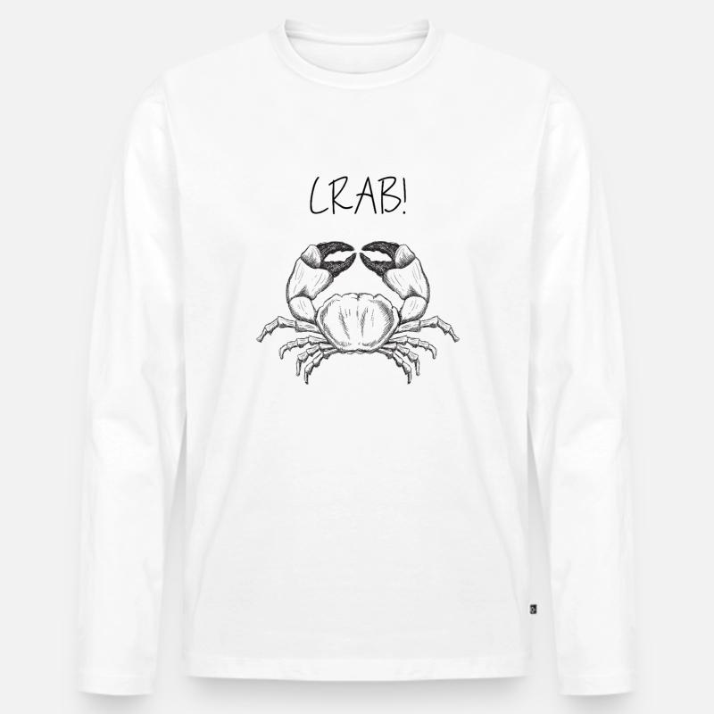 Nautic Design Krabbe Linie Kunst Silhouette - Männer Premium Bio Langarmshirt - Weiß