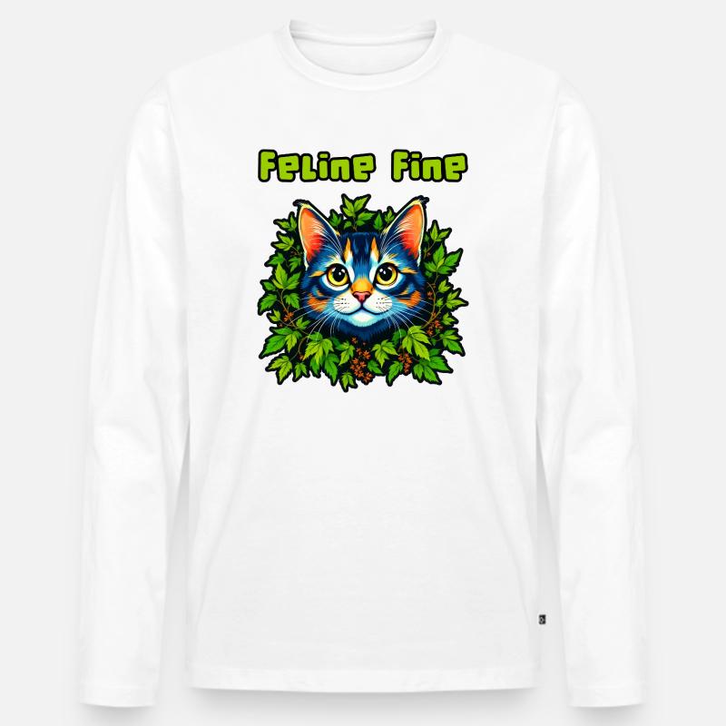 Katze fein #1 - Männer Premium Bio Langarmshirt - Weiß
