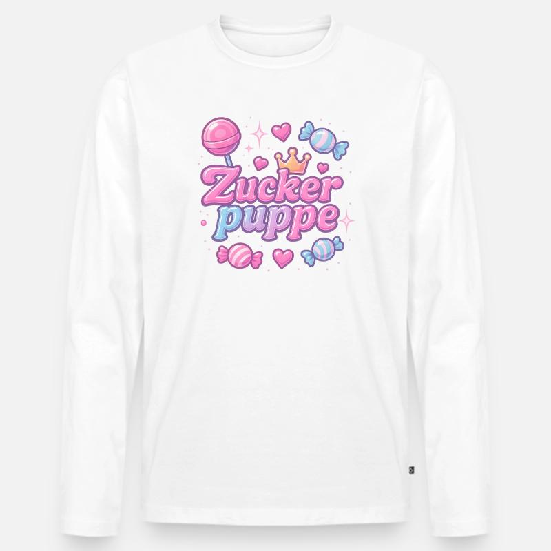 zuckerpuppe / y2k spitzname statement design - Männer Premium Bio Langarmshirt - Weiß