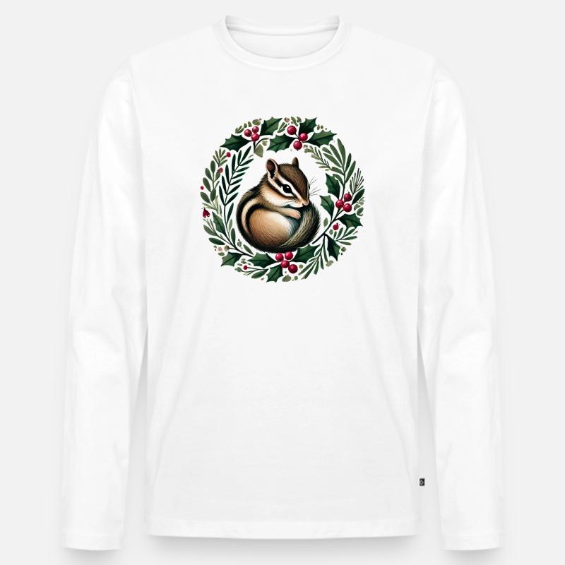 Stechpalmenkranz Eichhörnchen Charm - Männer Premium Bio Langarmshirt - Weiß