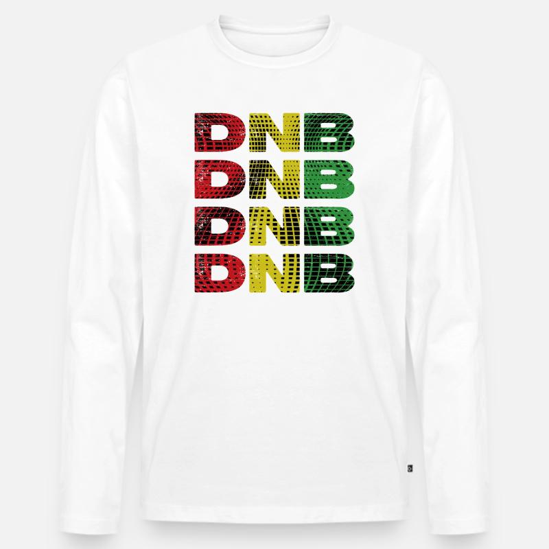 DNB Gitter Regenbogen Druck - Männer Premium Bio Langarmshirt - Weiß