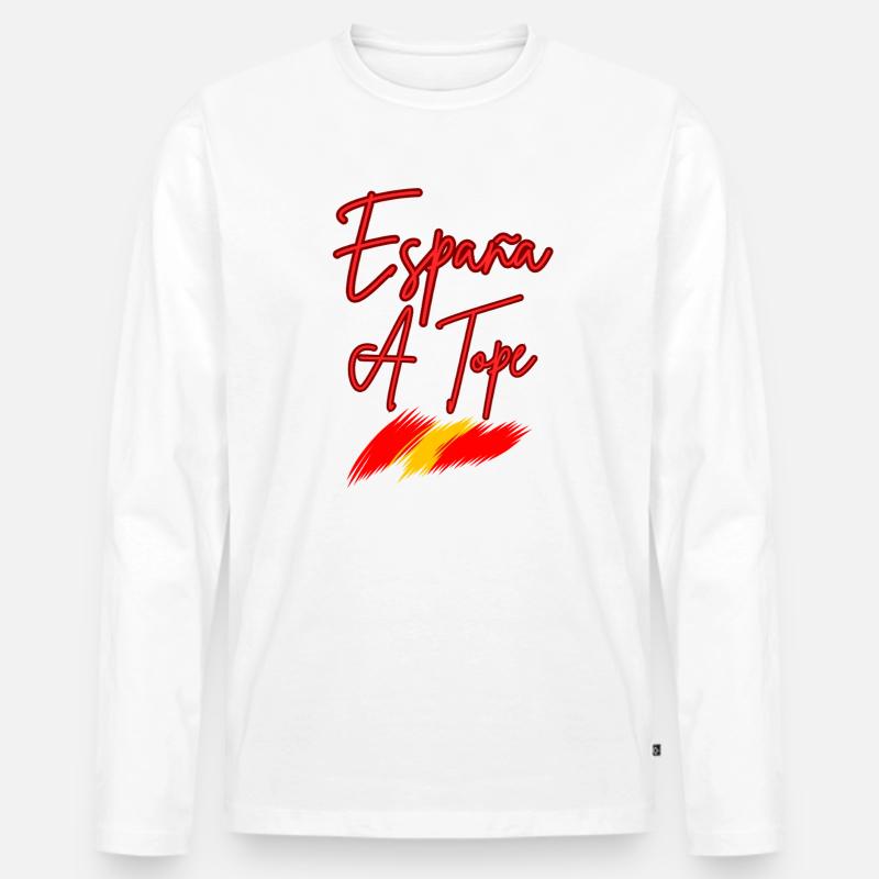 Spanien Ein Tope Neon - Männer Premium Bio Langarmshirt - Weiß