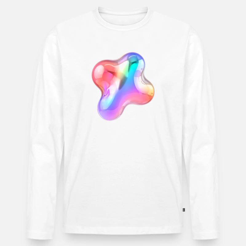Regenbogen Glänzendes abstraktes Blob-Design - Männer Premium Bio Langarmshirt - Weiß