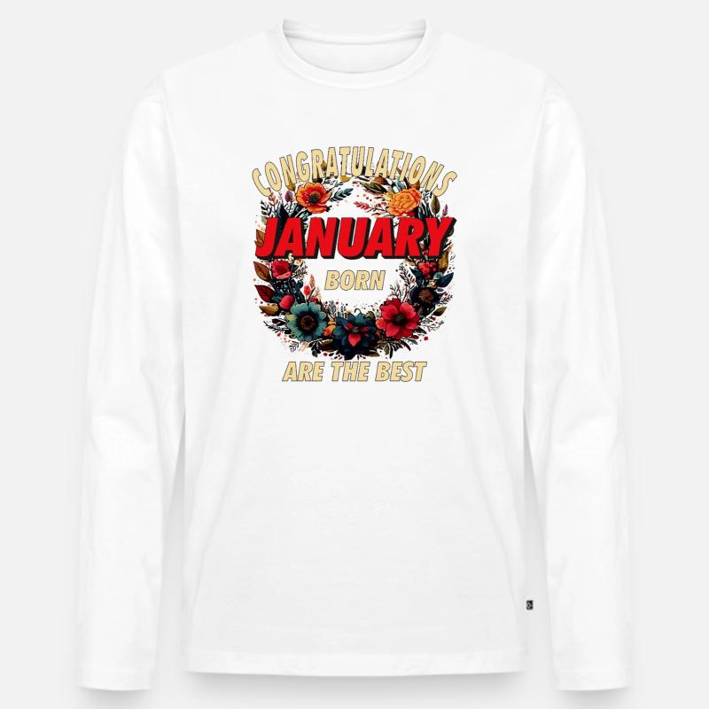 CONGRATULATIONS JANUARY - Männer Premium Bio Langarmshirt - Weiß