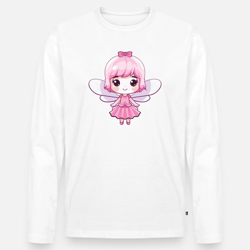 Fee Comic Niedlich - Männer Premium Bio Langarmshirt - Weiß