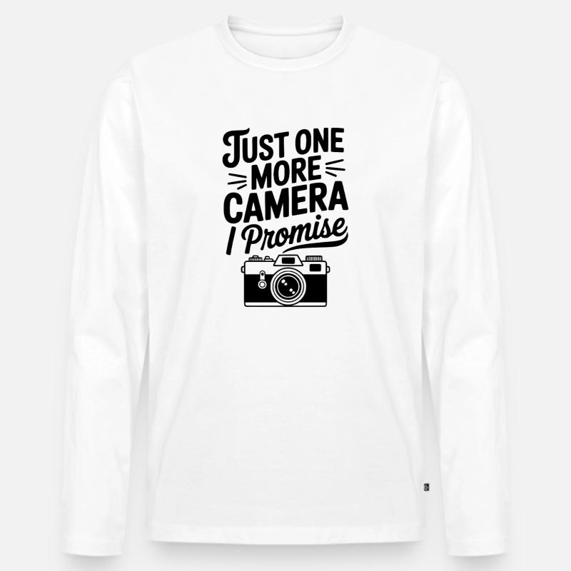 Nur noch eine Kamera, versprochen - Männer Premium Bio Langarmshirt - Weiß