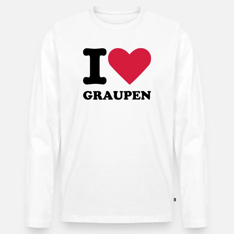 Stromberg Mit Spruch I Love Graupen - Männer Premium Bio Langarmshirt - Weiß