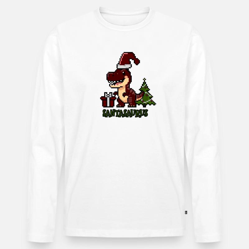 Santasaurus Weihnachtsdino - Männer Premium Bio Langarmshirt - Weiß