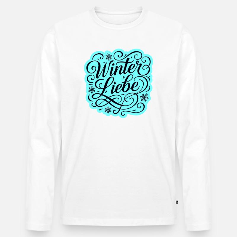 Winter Liebe Herz Winterlich - Männer Premium Bio Langarmshirt - Weiß