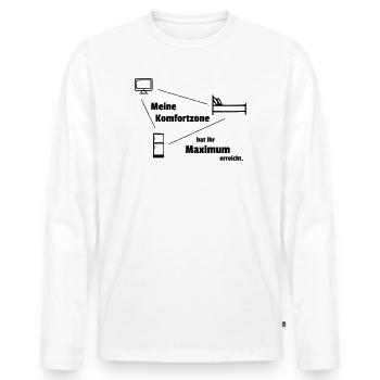 comfort zone - Men's Premium Organic Long Sleeve Shirt - white - Front - Nico (187cm)