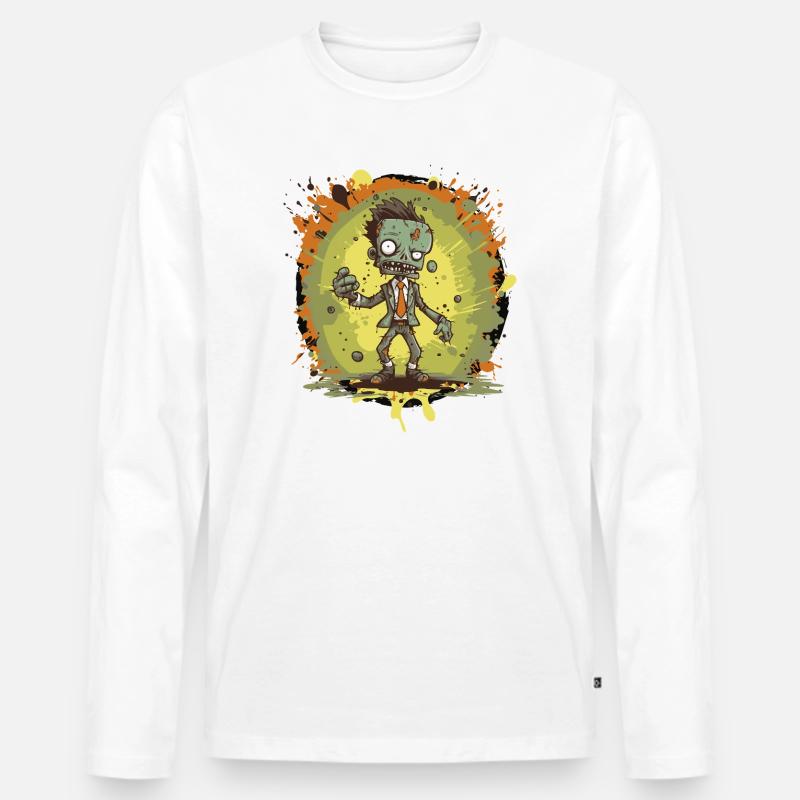 Zombie Comic - Männer Premium Bio Langarmshirt - Weiß