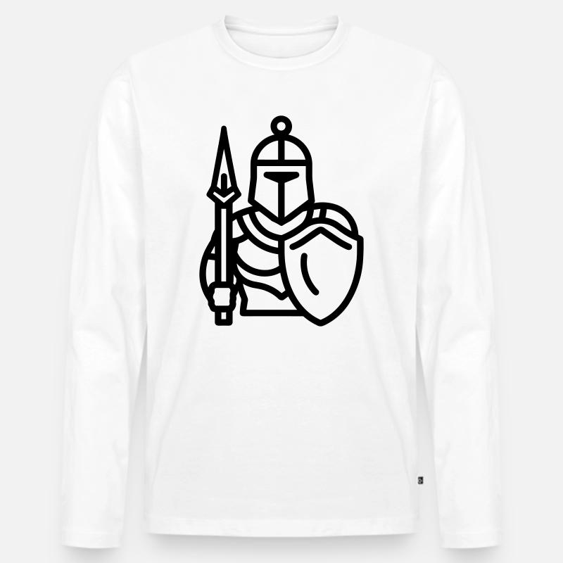 Krieger - Männer Premium Bio Langarmshirt - Weiß