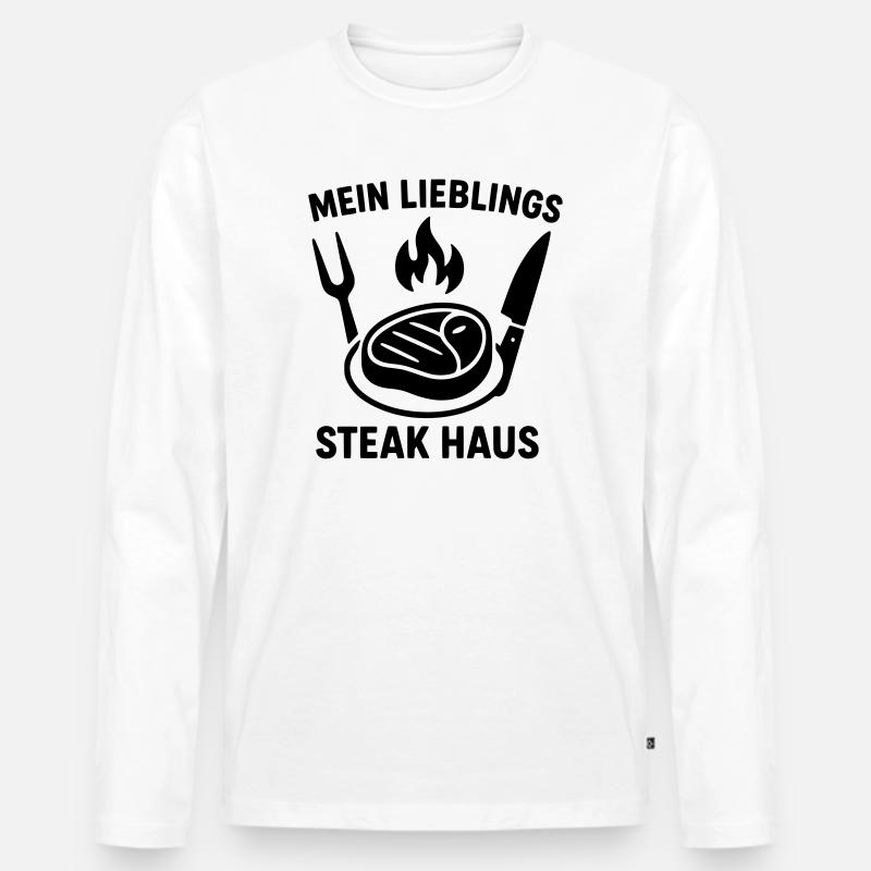 steakhaus steak essen - Männer Premium Bio Langarmshirt - Weiß