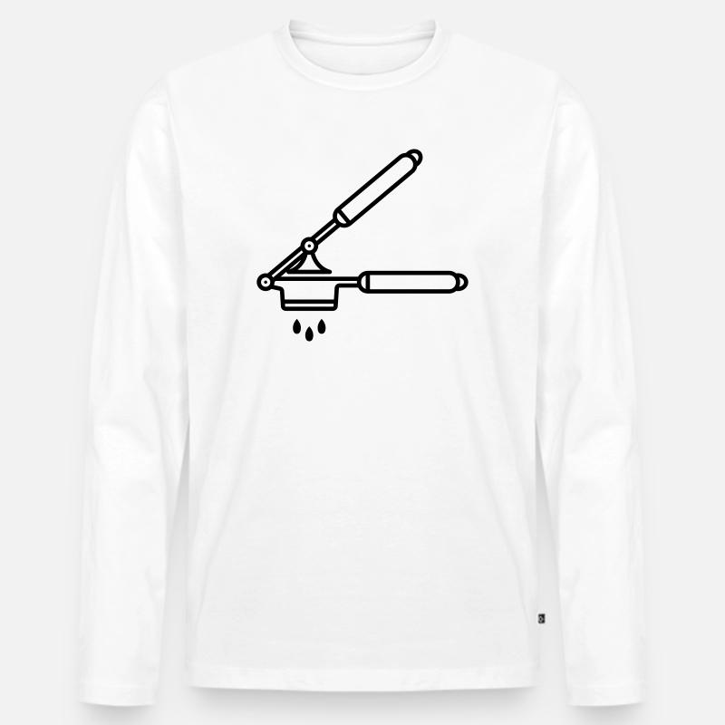 Knoblauch Presse oder Spätzle Presse - Männer Premium Bio Langarmshirt - Weiß