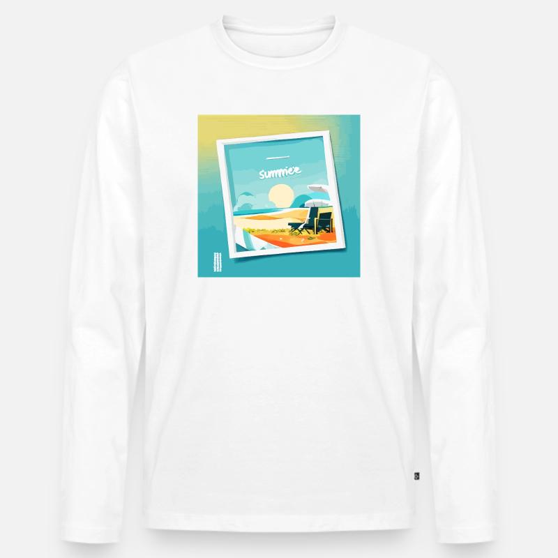 Summer at the beach - Männer Premium Bio Langarmshirt - Weiß