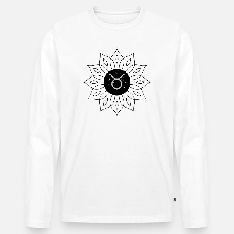 Stier Himmlisch Minimalistisch - Männer Premium Bio Langarmshirt - Weiß