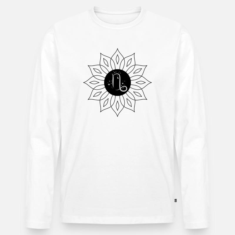 Steinbock Kosmisches Sternbild Mond und Sterne - Männer Premium Bio Langarmshirt - Weiß