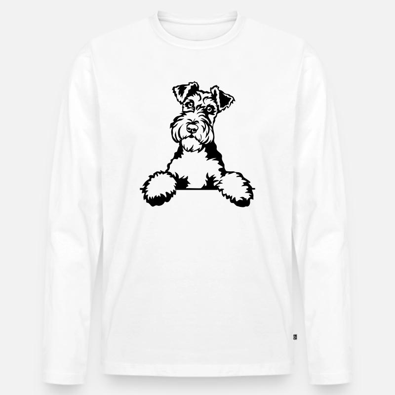 Foxterrier Kopf - Männer Premium Bio Langarmshirt - Weiß