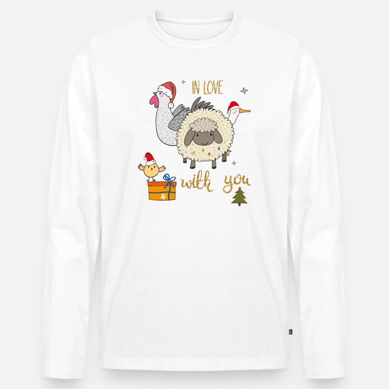 Weihnachten auf dem Bauernhof - Männer Premium Bio Langarmshirt - Weiß