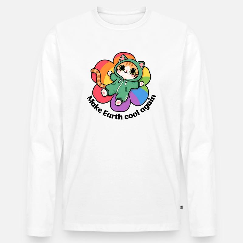 Die Erde wieder abkühlen lassen - Männer Premium Bio Langarmshirt - Weiß