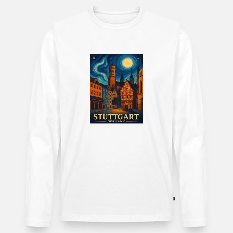 Stuttgart - Männer Premium Bio Langarmshirt - Weiß