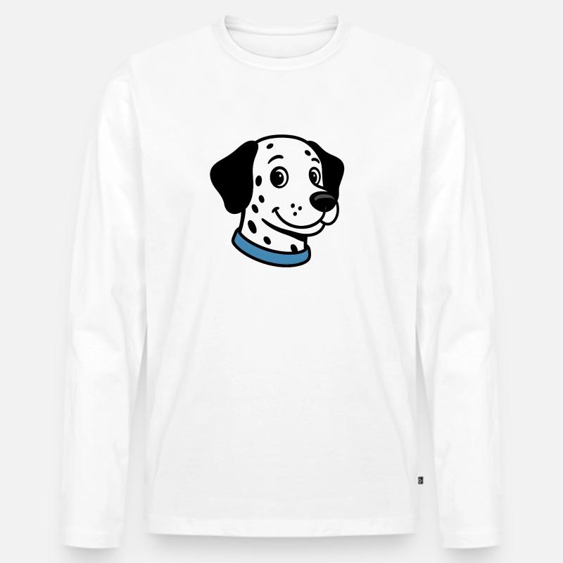 Dalmatiner mit blauer Halskette - Männer Premium Bio Langarmshirt - Weiß